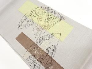 刺し子扇に菊唐草・古典柄・花模様洒落袋帯